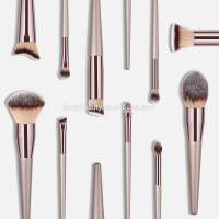 High Quality Powder Brush Set 10pcs Smudge Eye Shadow Brush Wooden Handle Champaign Gold Your Own Brand